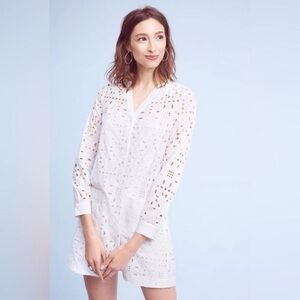 Anthropologie Maeve Geo Eyelet Shirtdress | Size M